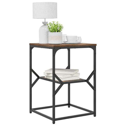 Side Table Smoked Oak 41 x 40 x 60 cm Engineered Wood and Steel