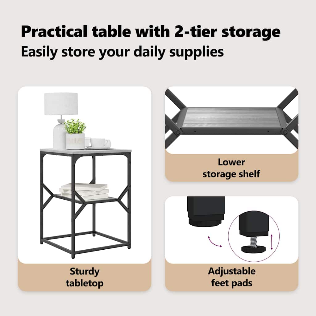 Side Table Grey Sonoma 41 x 40 x 60 cm
