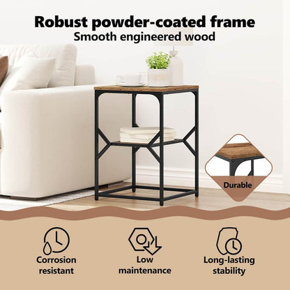 Side Table Old Wood 41 x 40 x 60 cm Engineered Wood and Steel
