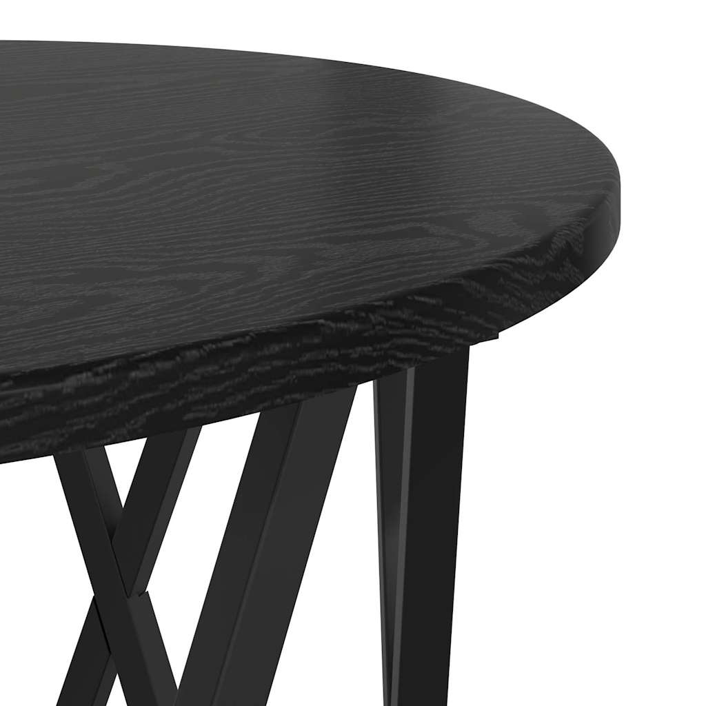 Side Table 2 pcs Black Oak Engineered Wood and Steel
