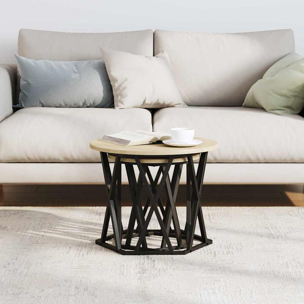 Side Table 2 pcs Sonoma Oak Engineered Wood and Steel