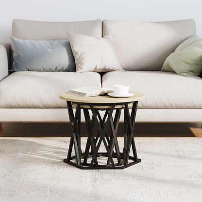 Side Table 2 pcs Sonoma Oak Engineered Wood and Steel