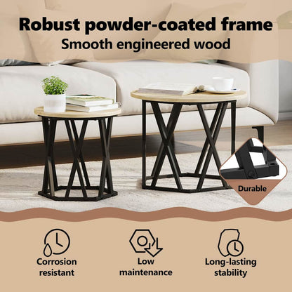 Side Table 2 pcs Sonoma Oak Engineered Wood and Steel