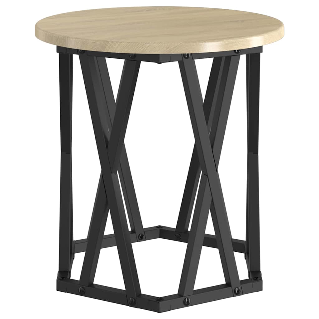 Side Table 2 pcs Sonoma Oak Engineered Wood and Steel