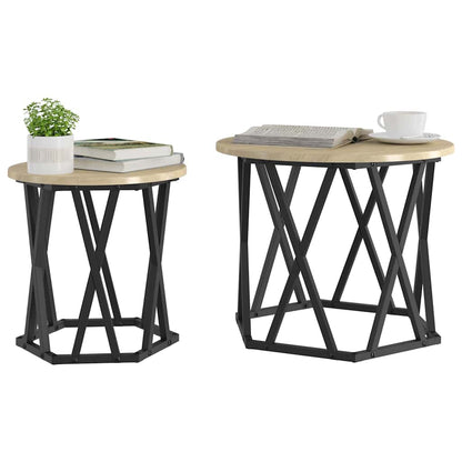 Side Table 2 pcs Sonoma Oak Engineered Wood and Steel