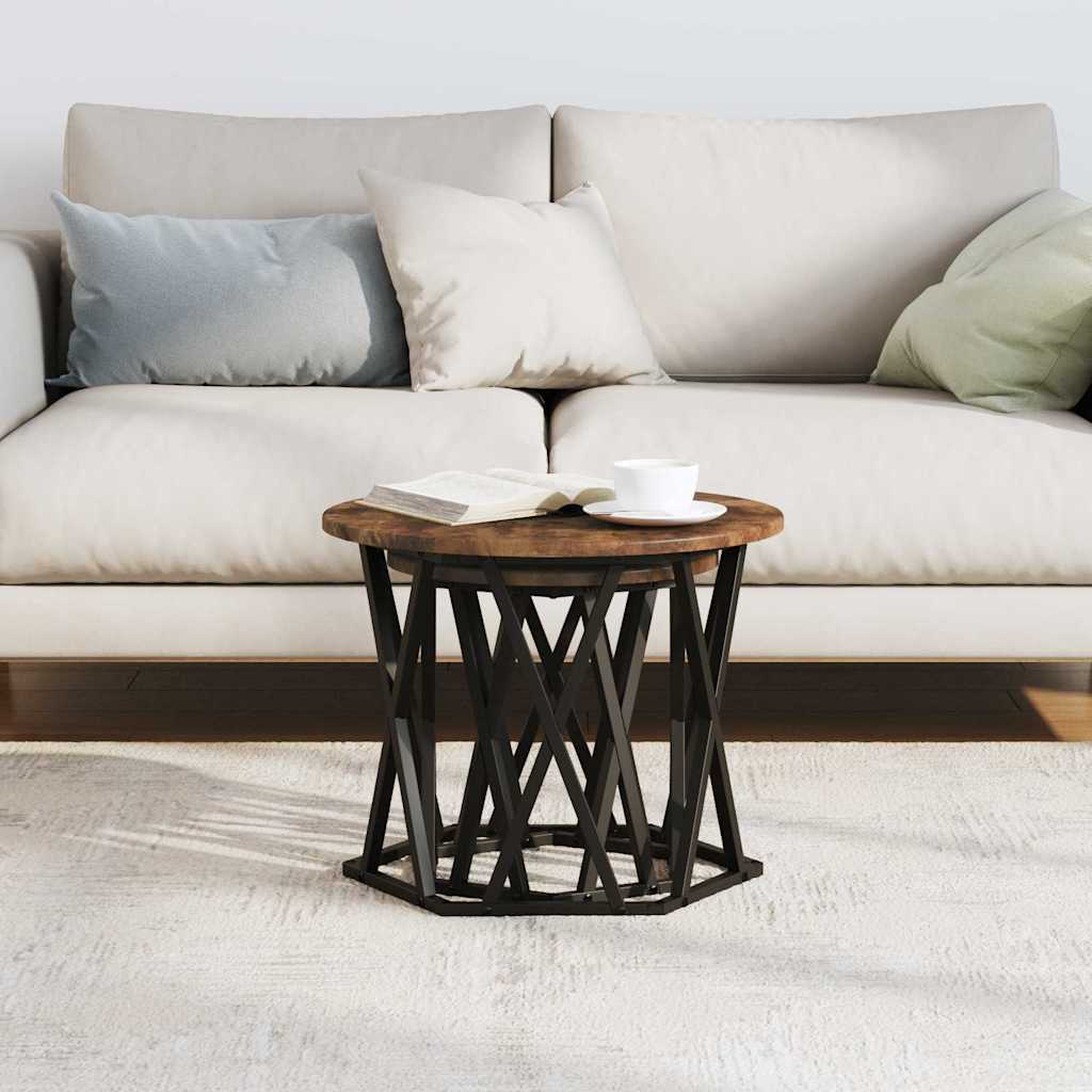 Side Table 2 pcs Smoked Oak Engineered Wood and Steel