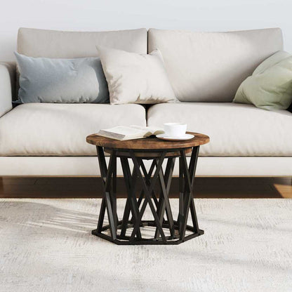 Side Table 2 pcs Smoked Oak Engineered Wood and Steel