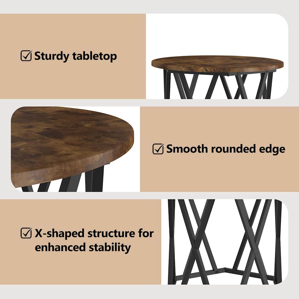 Side Table 2 pcs Smoked Oak Engineered Wood and Steel