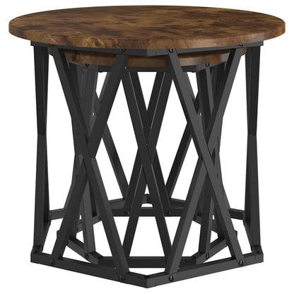 Side Table 2 pcs Smoked Oak Engineered Wood and Steel