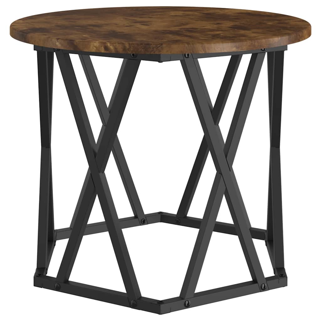 Side Table 2 pcs Smoked Oak Engineered Wood and Steel