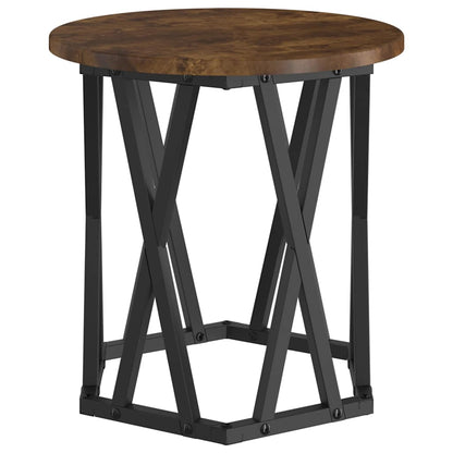 Side Table 2 pcs Smoked Oak Engineered Wood and Steel