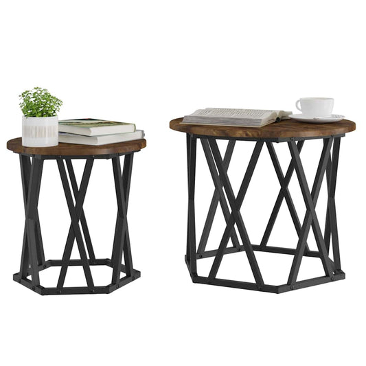 Side Table 2 pcs Smoked Oak 50 x 50 x 40 cm