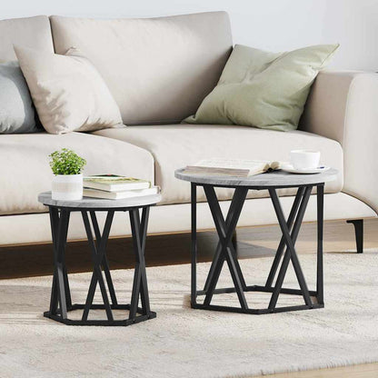 Side Table 2 pcs Grey Sonoma Engineered Wood and Steel