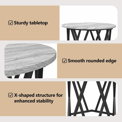 Side Table 2 pcs Grey Sonoma Engineered Wood and Steel