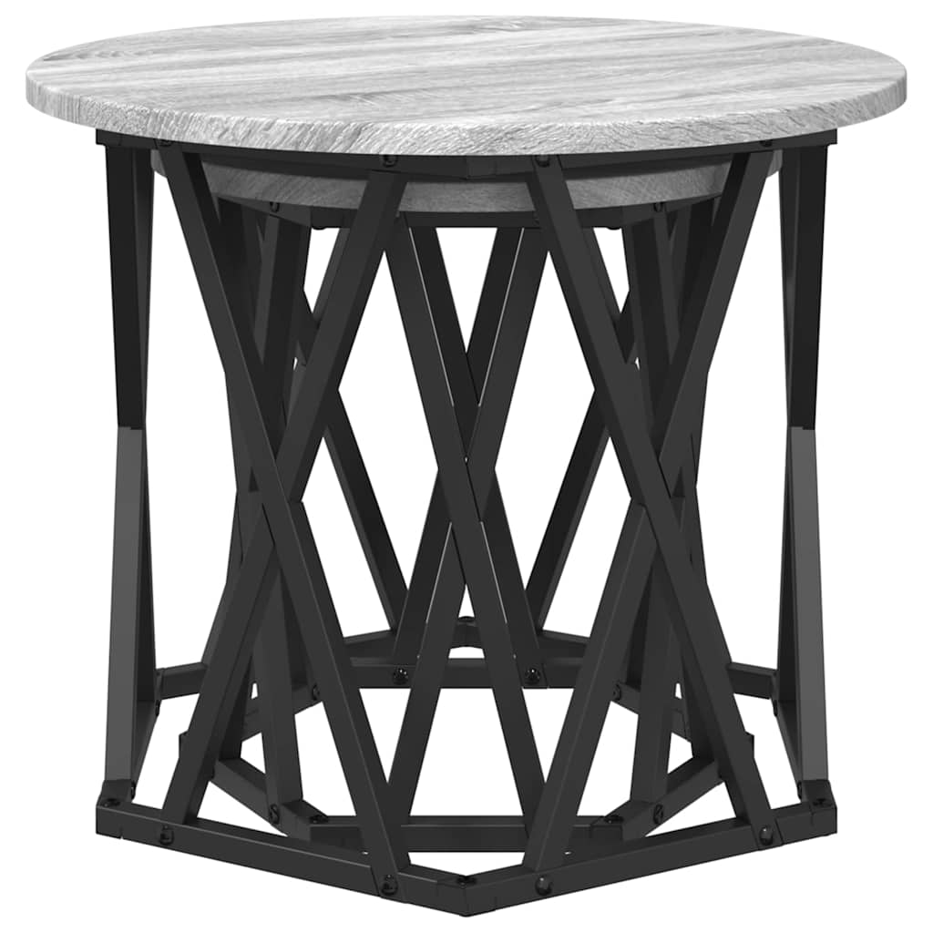 Side Table 2 pcs Grey Sonoma Engineered Wood and Steel