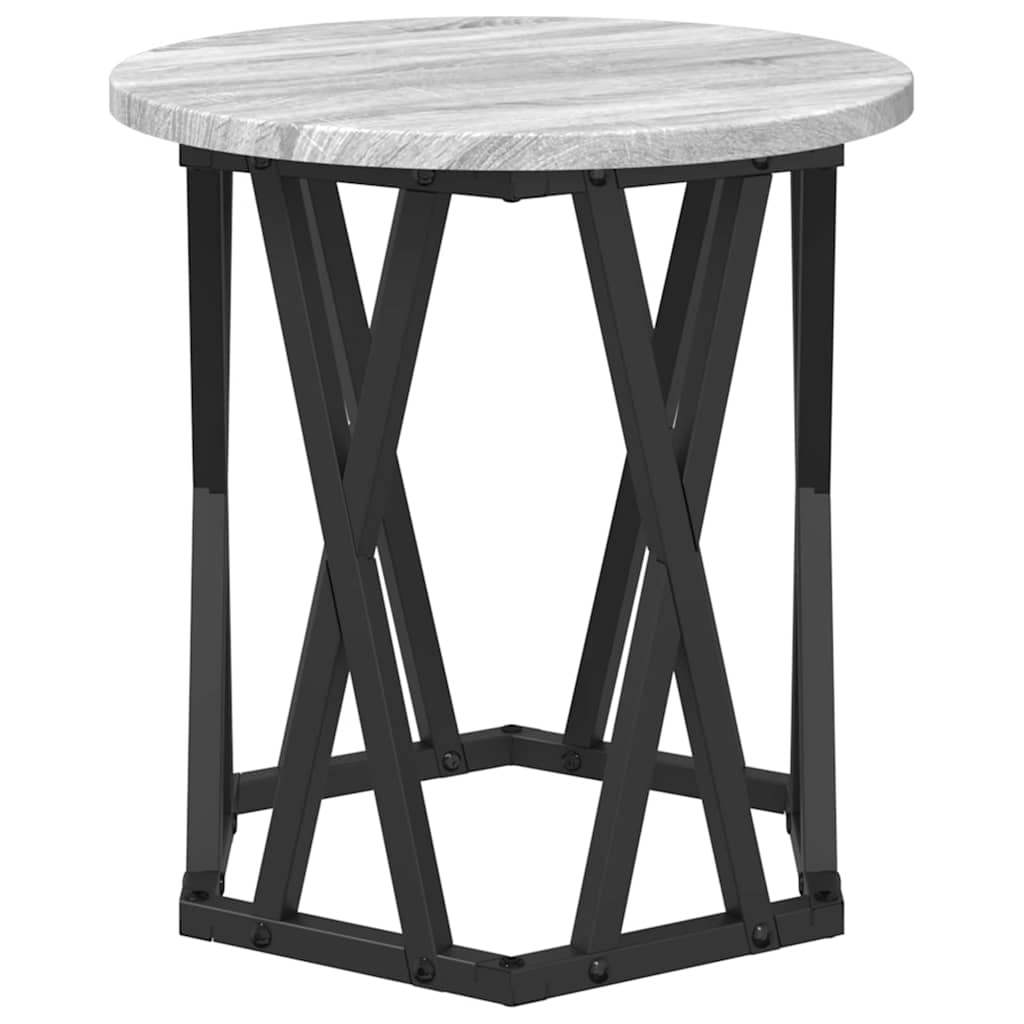 Side Table 2 pcs Grey Sonoma Engineered Wood and Steel