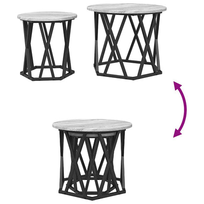 Side Table 2 pcs Grey Sonoma Engineered Wood and Steel