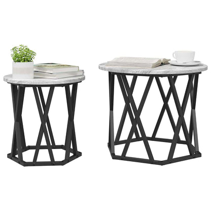 Side Table 2 pcs Grey Sonoma Engineered Wood and Steel