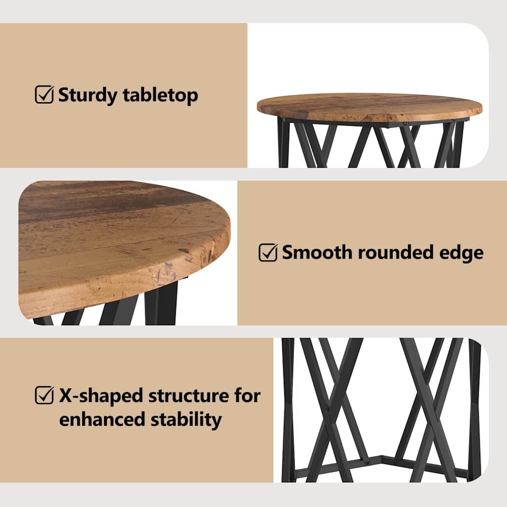 Side Table 2 pcs Reclaimed Wood Engineered Wood and Steel