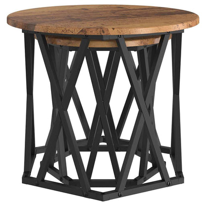 Side Table 2 pcs Reclaimed Wood Engineered Wood and Steel