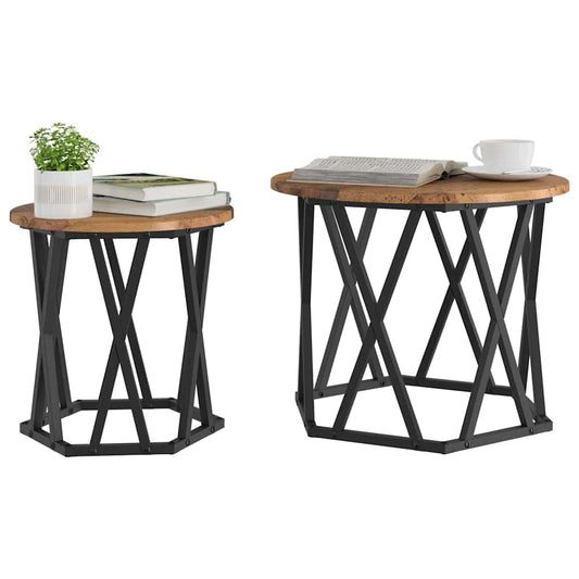 Side Table 2 pcs Reclaimed Wood 50 x 50 x 40 cm