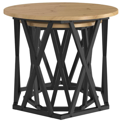 Side Table 2 pcs Artisan Oak Engineered Wood and Steel