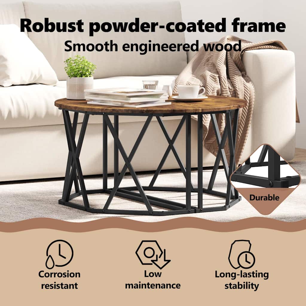 Coffee Table Smoked Oak 80 x 80 x 42 cm