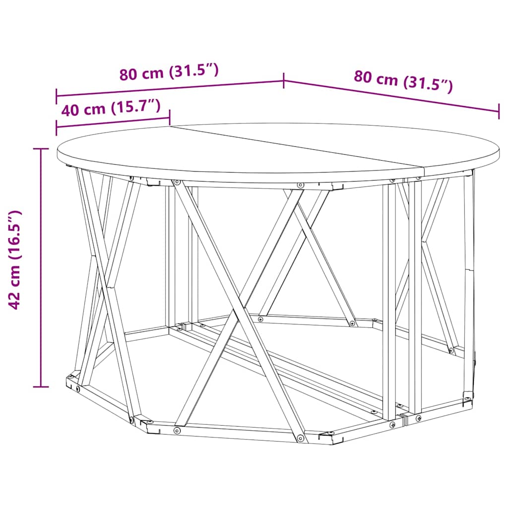 Coffee Table Grey Sonoma 80 x 80 x 42 cm