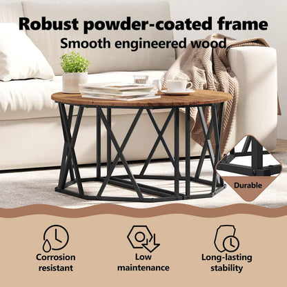 Coffee Table Old Wood 80 x 80 x 42 cm Engineered Wood and Steel