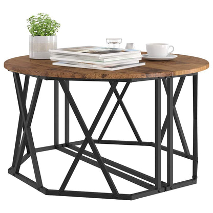 Coffee Table Old Wood 80 x 80 x 42 cm Engineered Wood and Steel