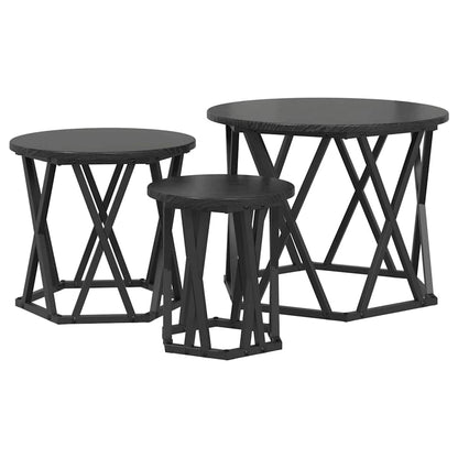Nesting Side Table 3 pcs Black Oak Engineered Wood and Steel