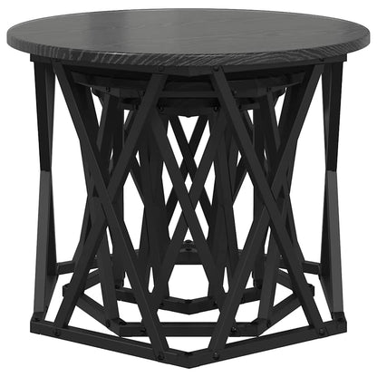 Nesting Side Table 3 pcs Black Oak Engineered Wood and Steel