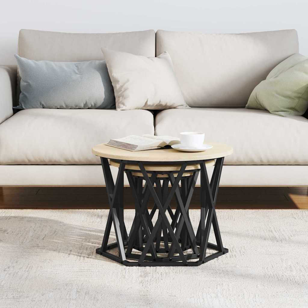 Nesting Side Table 3 pcs Sonoma Oak Engineered Wood and Steel