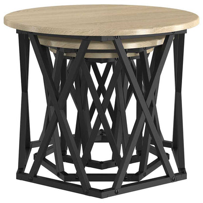 Nesting Side Table 3 pcs Sonoma Oak Engineered Wood and Steel