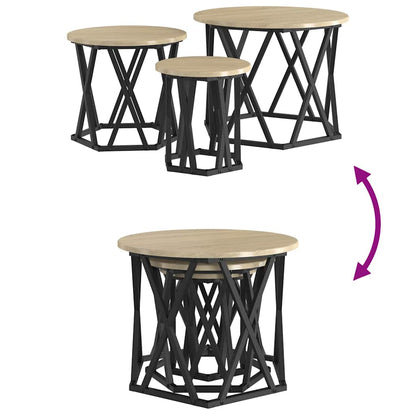 Nesting Side Table 3 pcs Sonoma Oak Engineered Wood and Steel