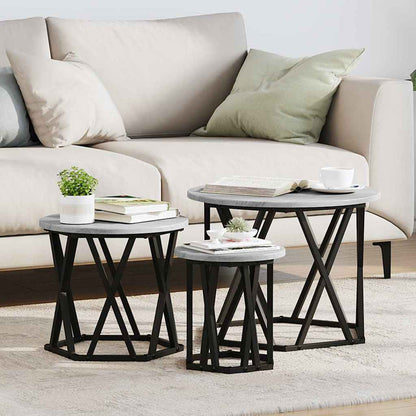 Nesting Side Table 3 pcs Grey Sonoma Engineered Wood and Steel