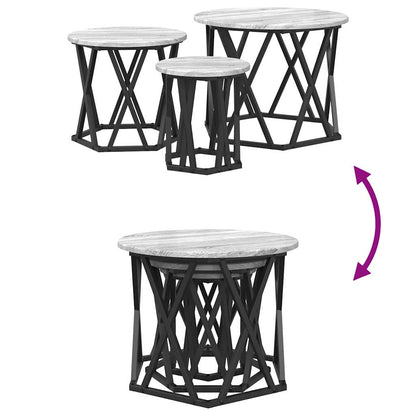 Nesting Side Table 3 pcs Grey Sonoma Engineered Wood and Steel