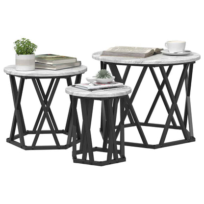 Nesting Side Table 3 pcs Grey Sonoma Engineered Wood and Steel