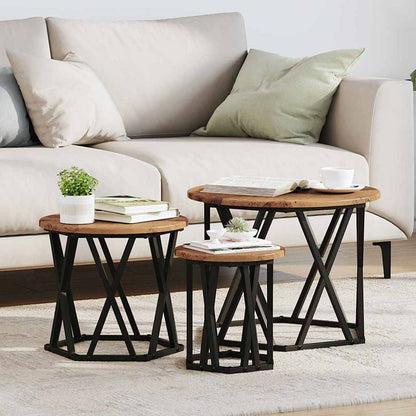Nesting Side Table 3 pcs Old Wood Engineered Wood and Steel
