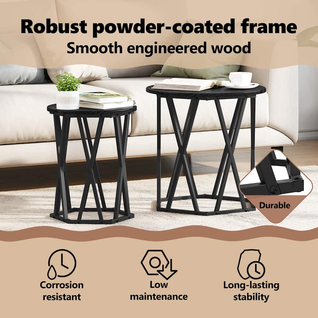 Coffee Table 2 pcs Black Oak 50 x 50 x 50 cm