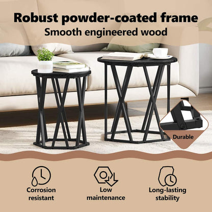 Coffee Table 2 pcs Black Oak 50 x 50 x 50 cm