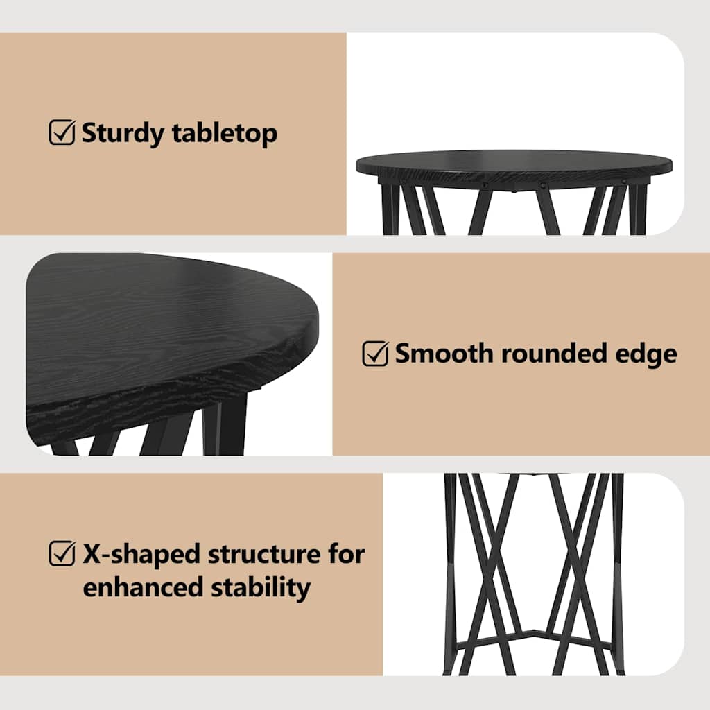 Coffee Table 2 pcs Black Oak 50 x 50 x 50 cm