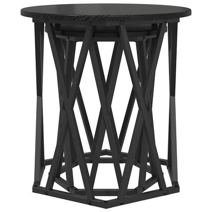 Coffee Table 2 pcs Black Oak Engineered Wood and Steel