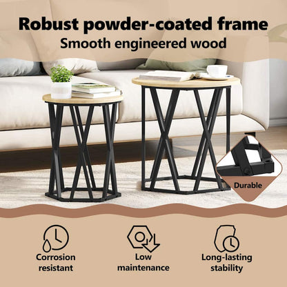 Coffee Table 2 pcs Sonoma Oak Engineered Wood and Steel