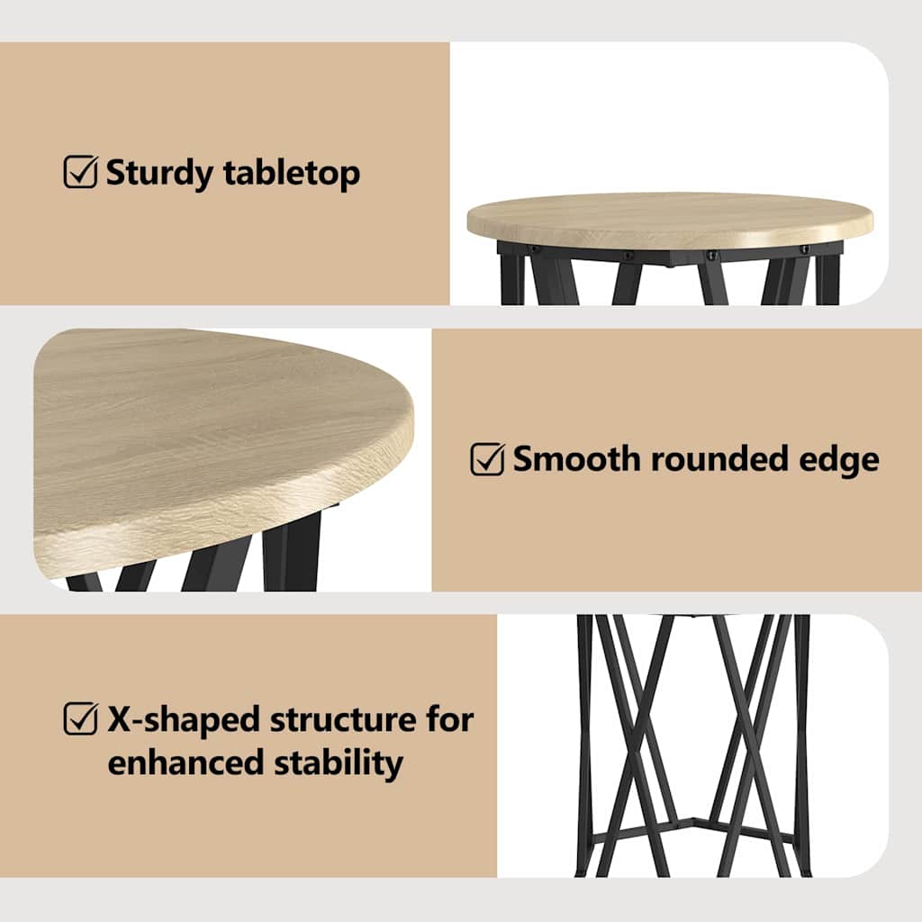 Coffee Table 2 pcs Sonoma Oak Engineered Wood and Steel