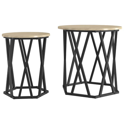 Coffee Table 2 pcs Sonoma Oak Engineered Wood and Steel