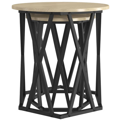 Coffee Table 2 pcs Sonoma Oak Engineered Wood and Steel