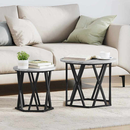 Coffee Table 2 pcs Grey Sonoma Engineered Wood and Steel