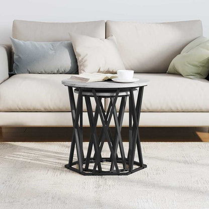Coffee Table 2 pcs Grey Sonoma Engineered Wood and Steel