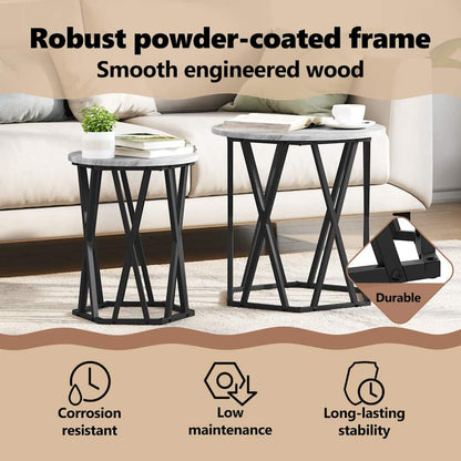 Coffee Table 2 pcs Grey Sonoma Engineered Wood and Steel